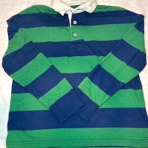 Kids Striped Rugby Shirt - Green and Blue